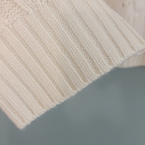 Qmack Cropped Cottage‎ Prairie Womens Sweater Cream Size Large - Picture 3 of 11